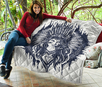 Tribal Native Indian Girl Print Quilt
