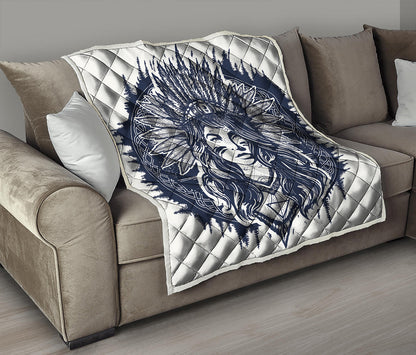 Tribal Native Indian Girl Print Quilt