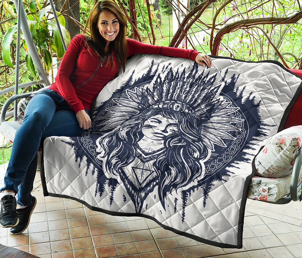 Tribal Native Indian Girl Print Quilt