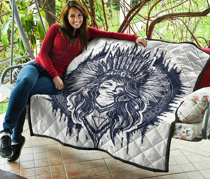 Tribal Native Indian Girl Print Quilt