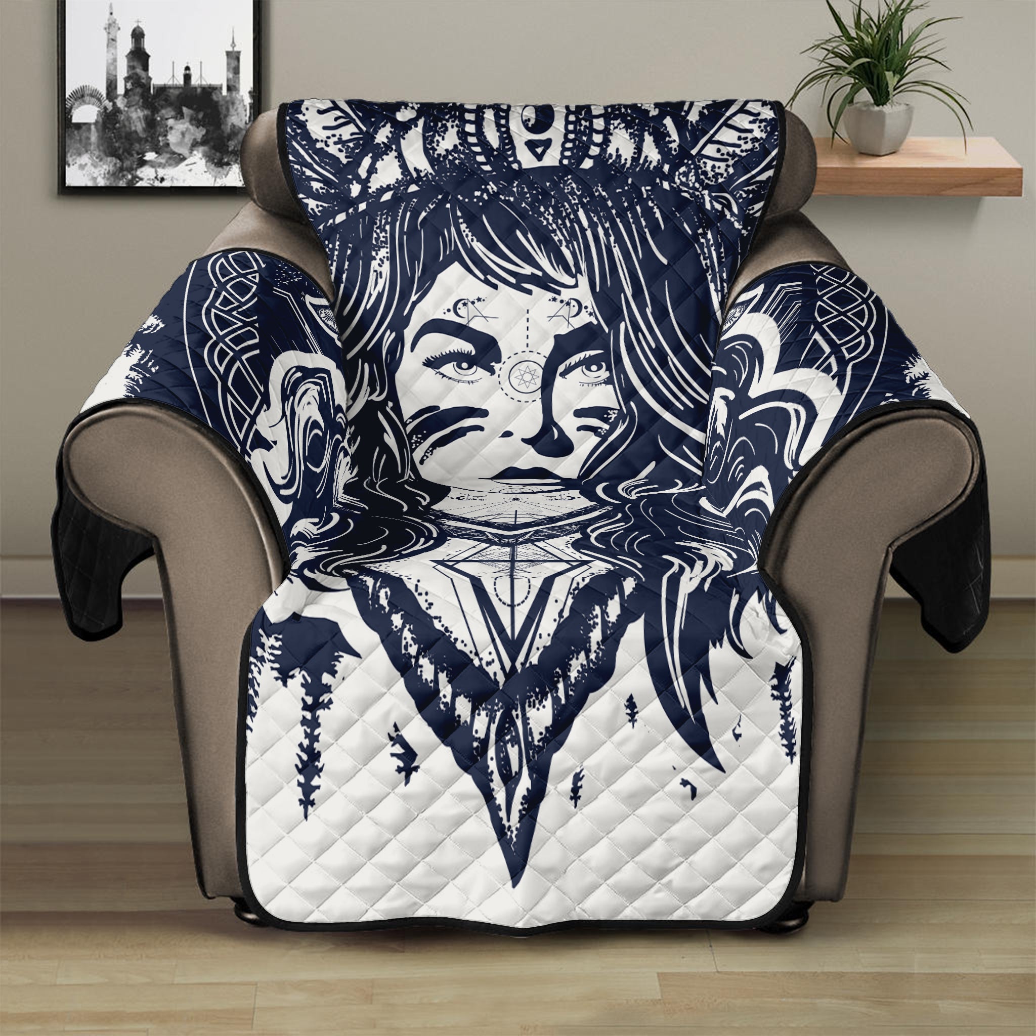 Tribal Native Indian Girl Print Recliner Protector