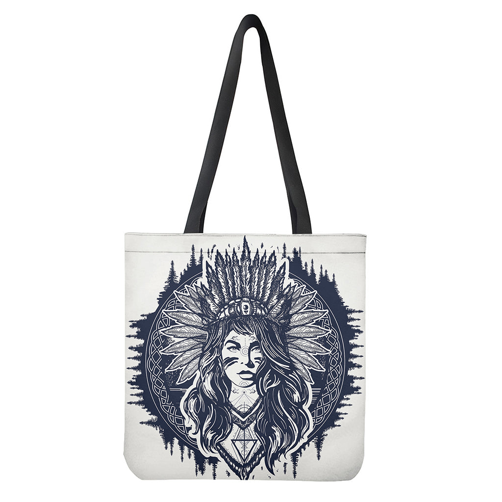 Tribal Native Indian Girl Print Tote Bag