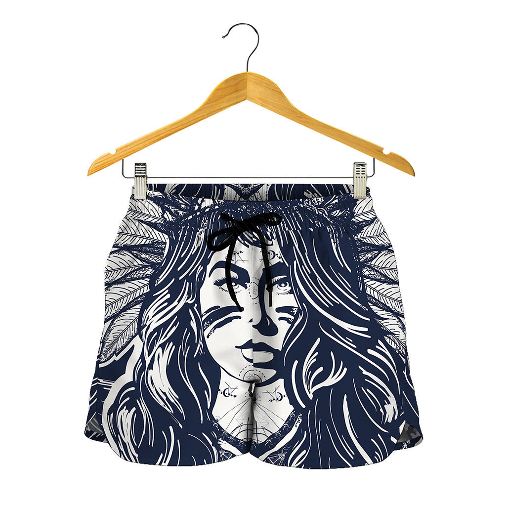 Tribal Native Indian Girl Print Women's Shorts