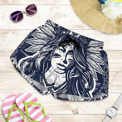Tribal Native Indian Girl Print Women's Shorts