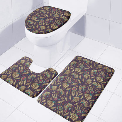 Tribal Native Indian Pattern Print 3 Piece Bath Mat Set