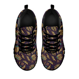Tribal Native Indian Pattern Print Black Sneakers