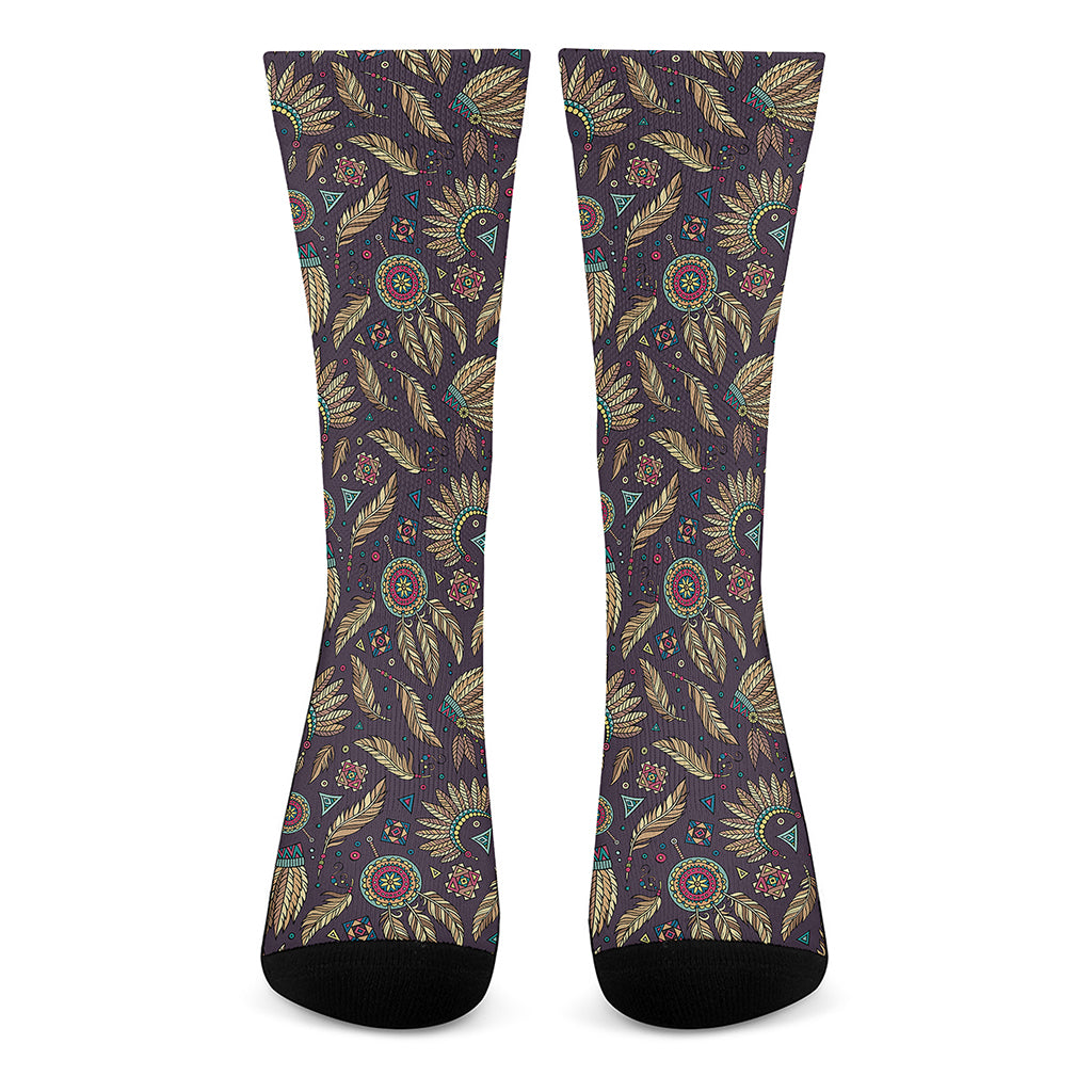 Tribal Native Indian Pattern Print Crew Socks