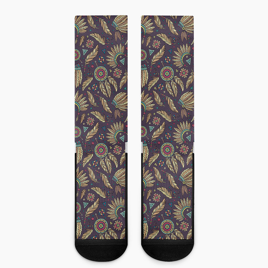 Tribal Native Indian Pattern Print Crew Socks