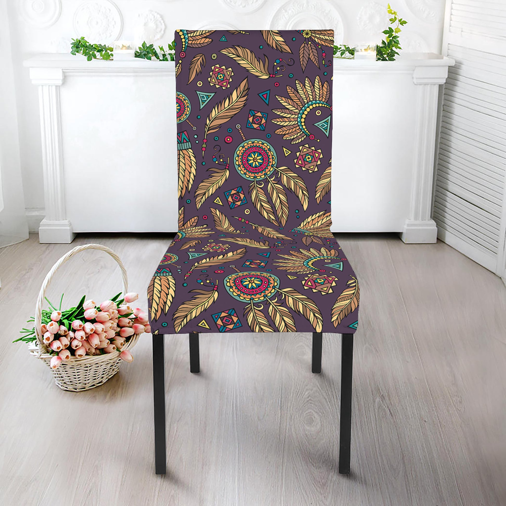 Tribal Native Indian Pattern Print Dining Chair Slipcover