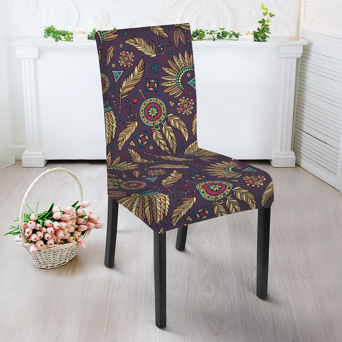 Tribal Native Indian Pattern Print Dining Chair Slipcover