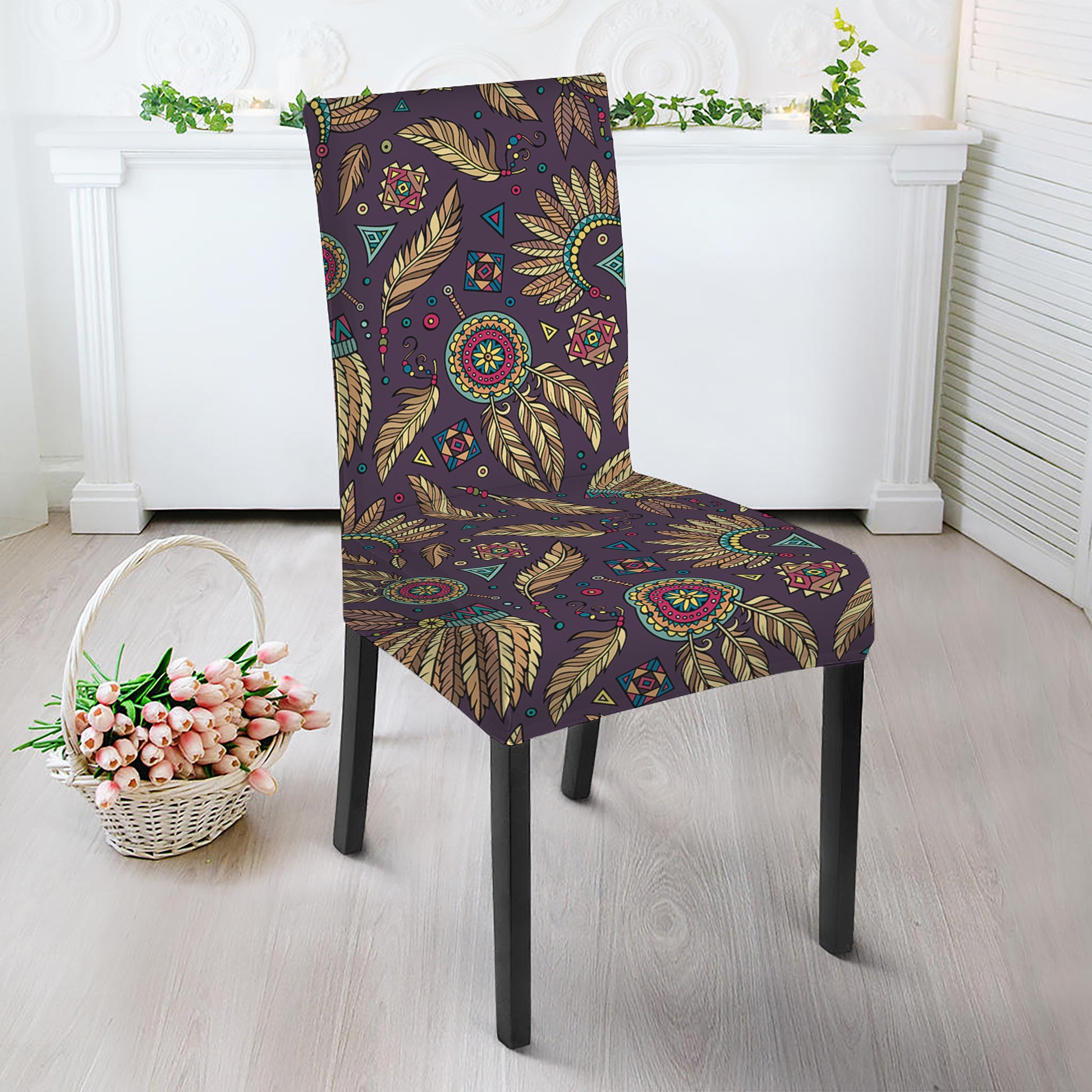 Tribal Native Indian Pattern Print Dining Chair Slipcover