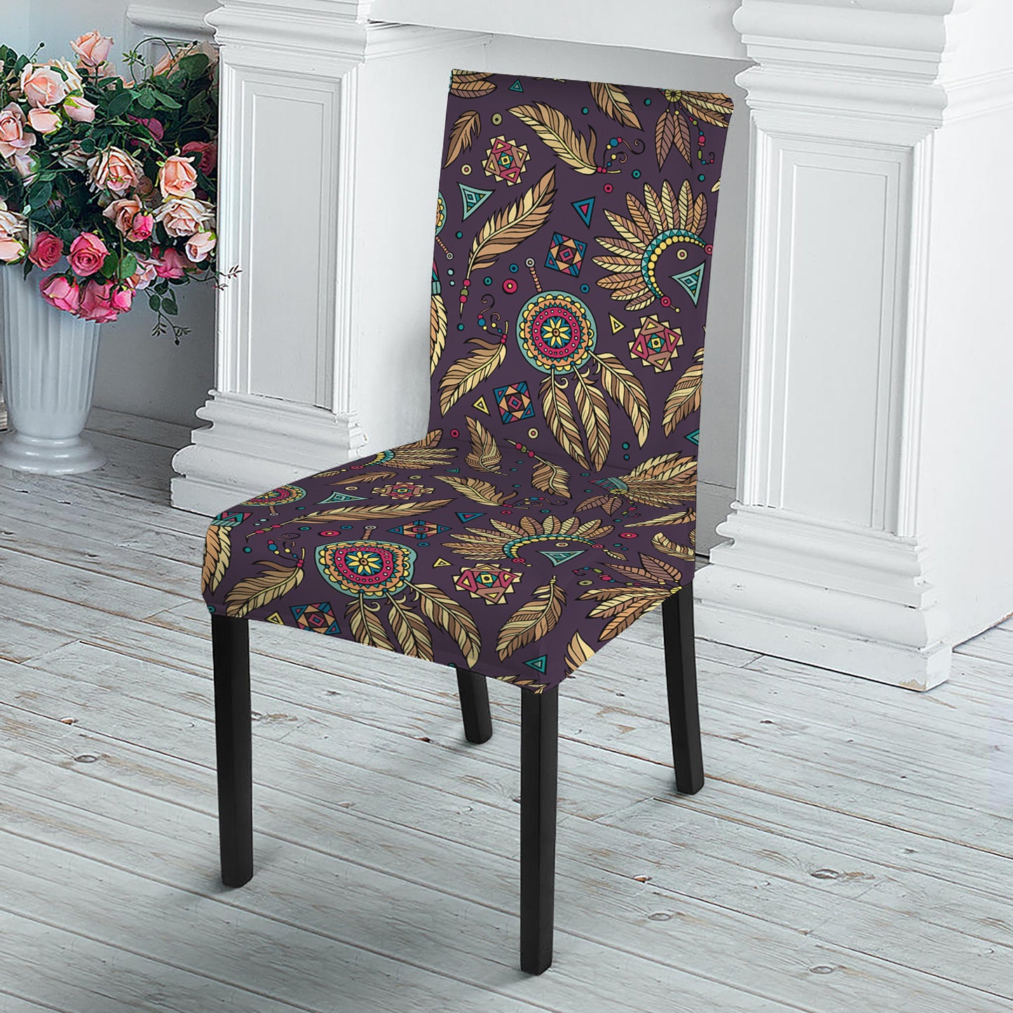 Tribal Native Indian Pattern Print Dining Chair Slipcover