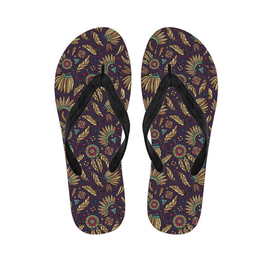 Tribal Native Indian Pattern Print Flip Flops