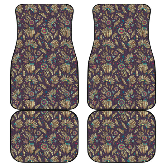 Tribal Native Indian Pattern Print Front and Back Car Floor Mats