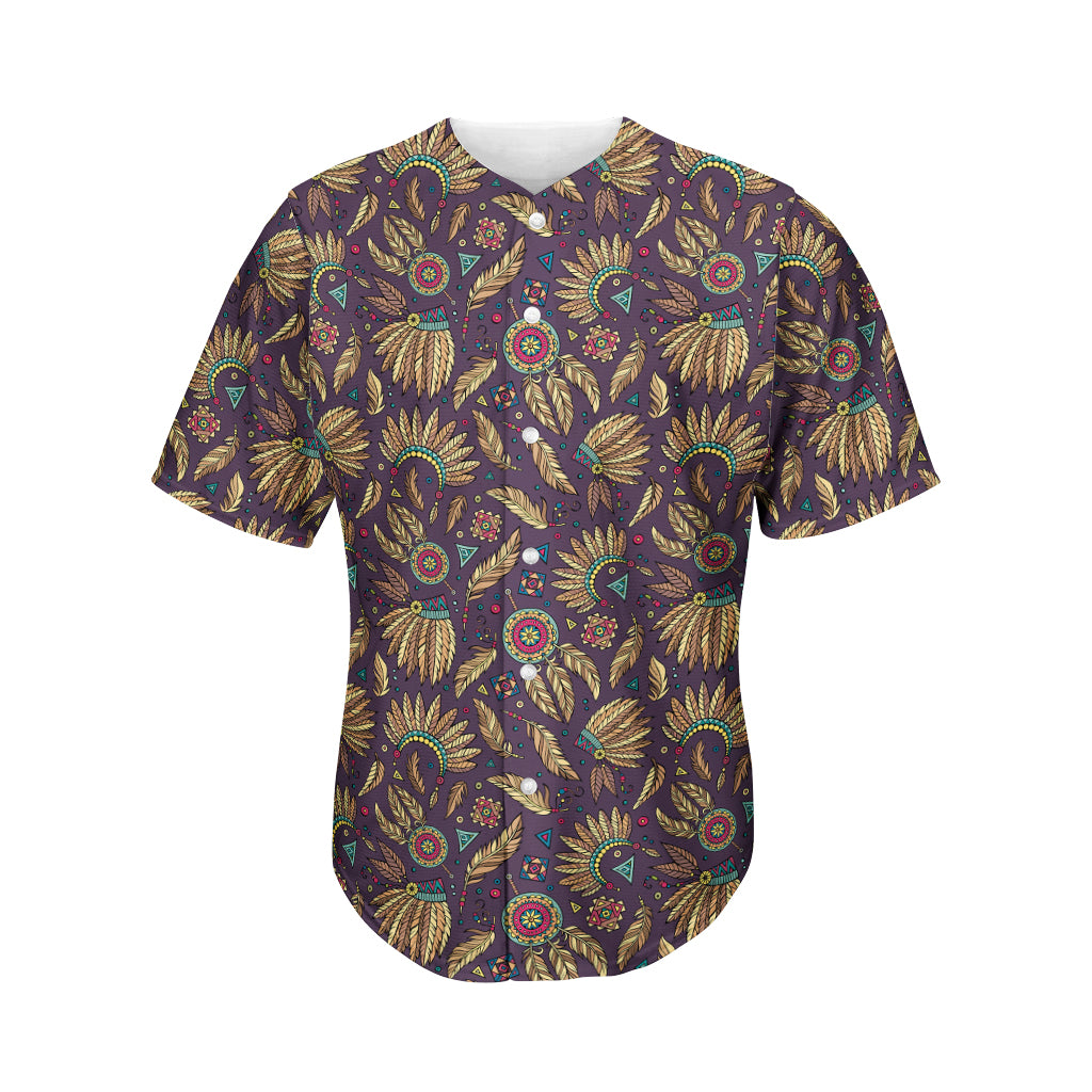 Tribal Native Indian Pattern Print Men's Baseball Jersey