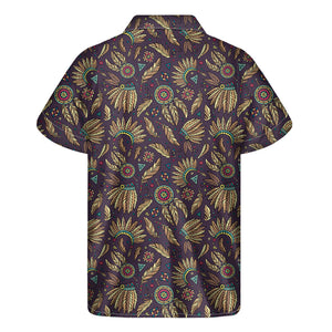 Tribal Native Indian Pattern Print Men's Short Sleeve Shirt