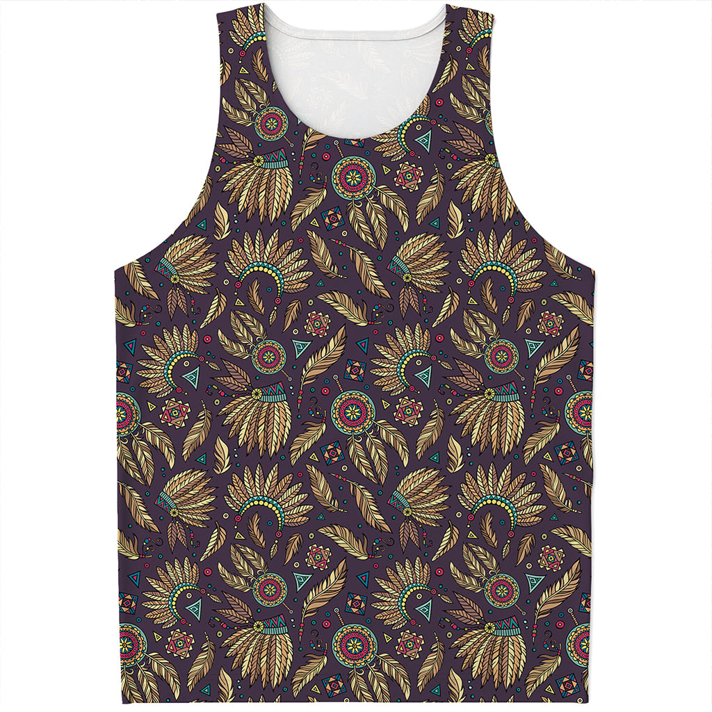 Tribal Native Indian Pattern Print Men's Tank Top