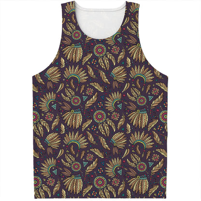 Tribal Native Indian Pattern Print Men's Tank Top