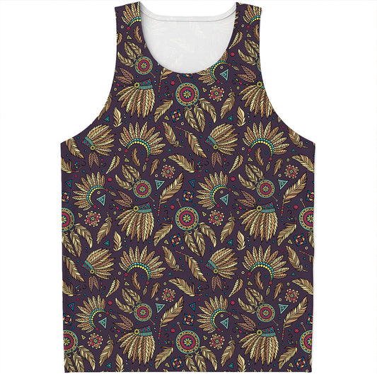 Tribal Native Indian Pattern Print Men's Tank Top
