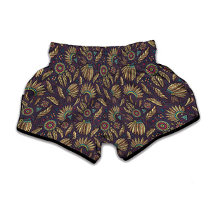 Tribal Native Indian Pattern Print Muay Thai Boxing Shorts