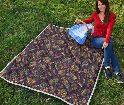Tribal Native Indian Pattern Print Quilt