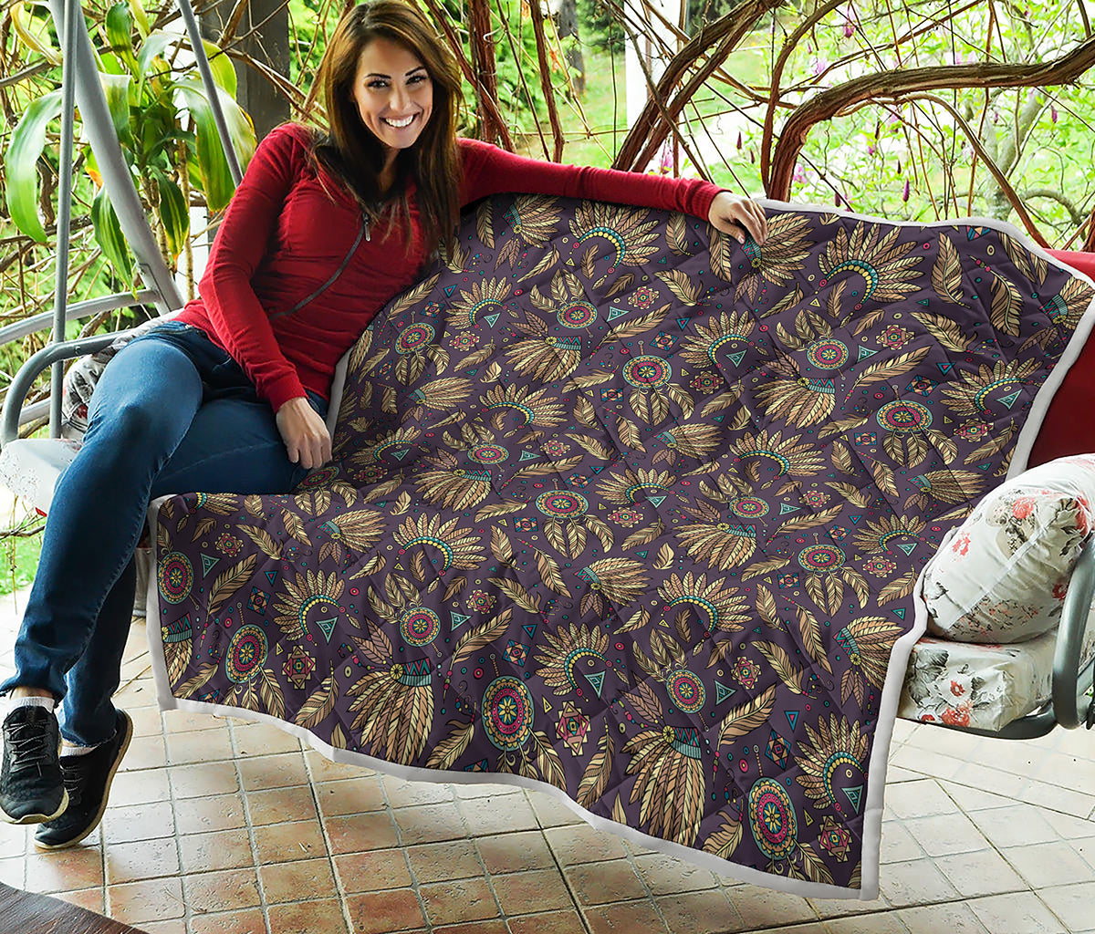 Tribal Native Indian Pattern Print Quilt