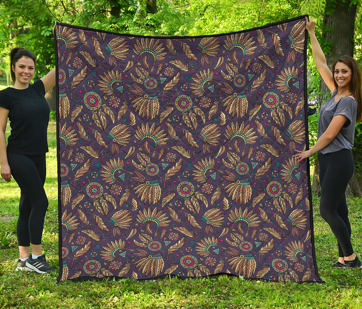 Tribal Native Indian Pattern Print Quilt
