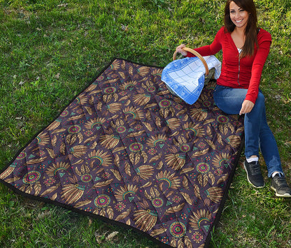 Tribal Native Indian Pattern Print Quilt