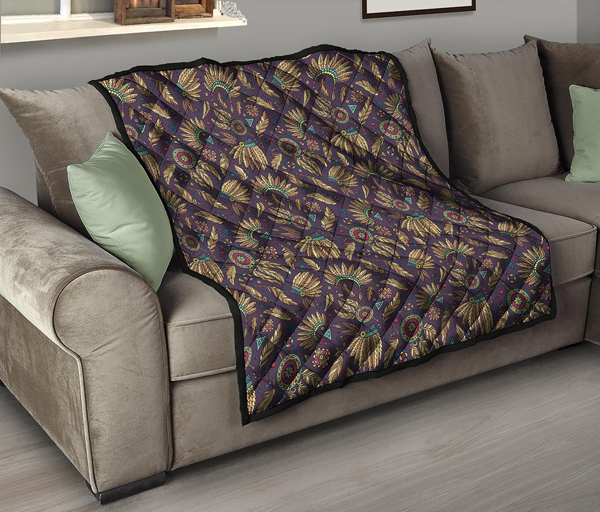 Tribal Native Indian Pattern Print Quilt