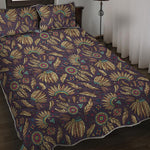 Tribal Native Indian Pattern Print Quilt Bed Set