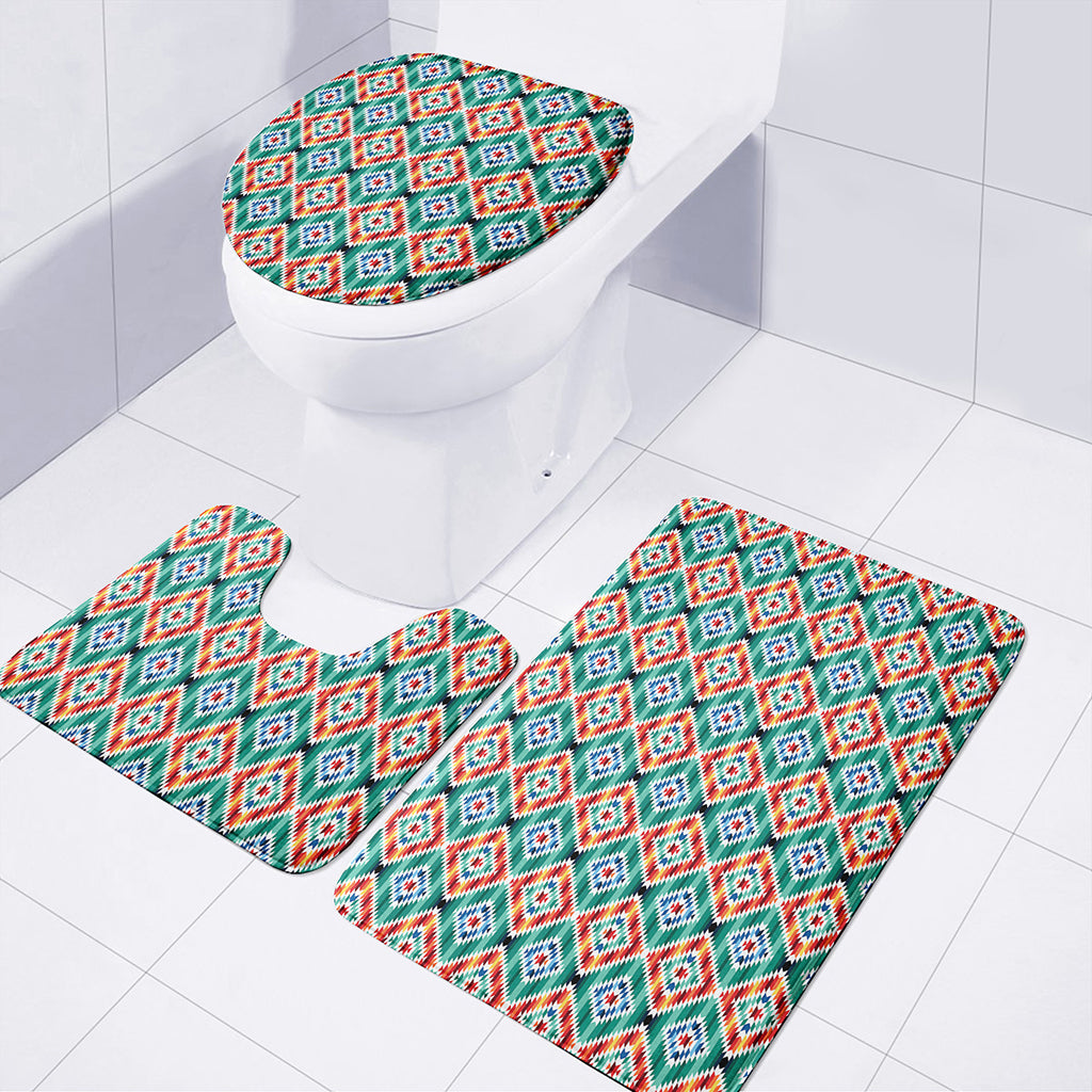 Tribal Navajo Pattern Print 3 Piece Bath Mat Set