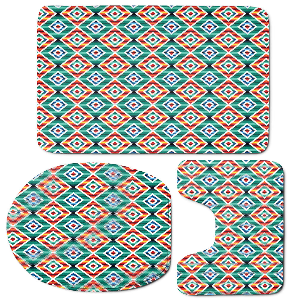 Tribal Navajo Pattern Print 3 Piece Bath Mat Set