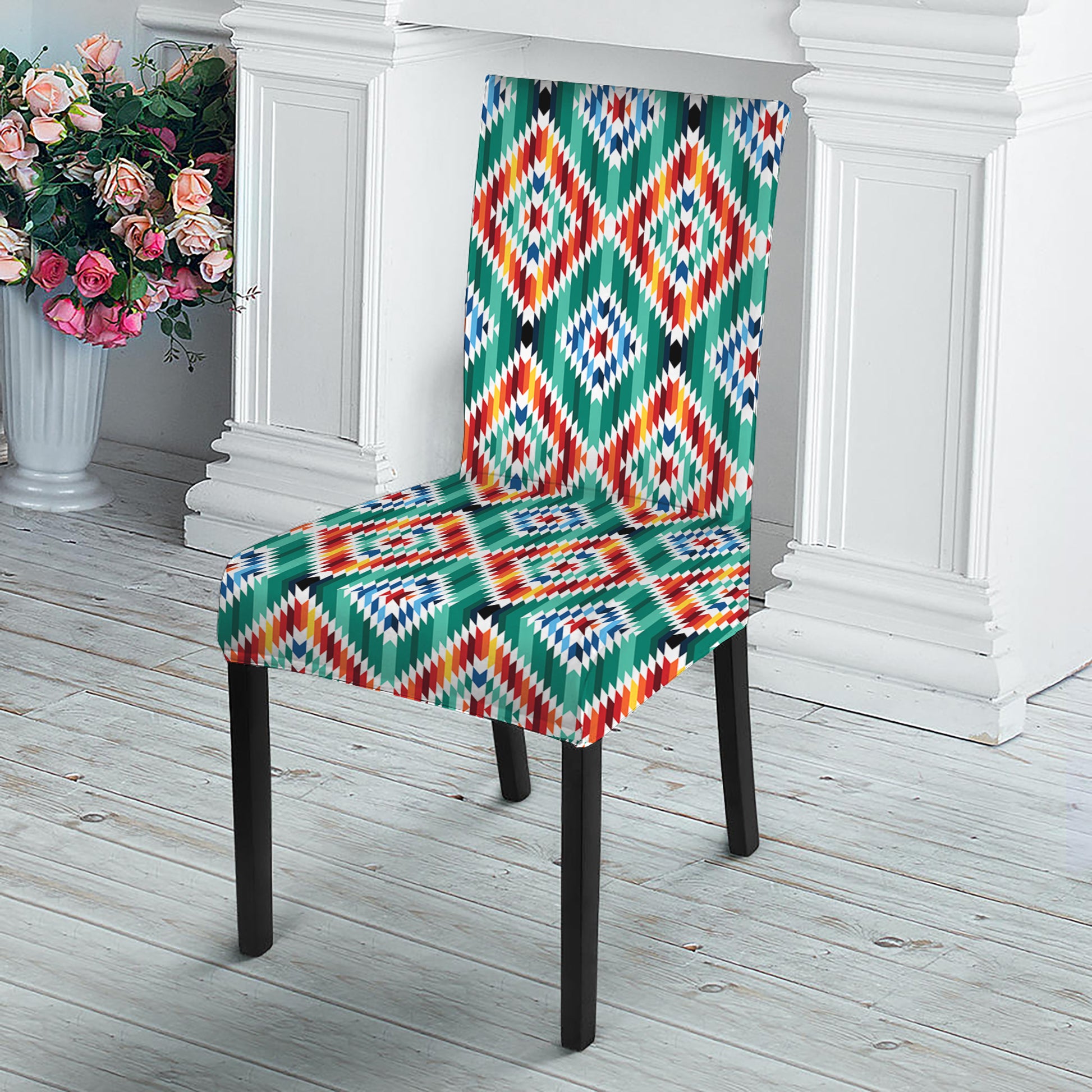 Tribal Navajo Pattern Print Dining Chair Slipcover