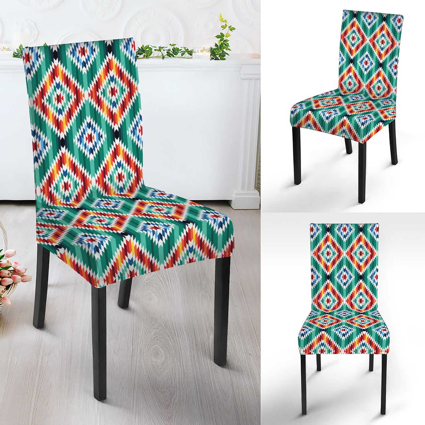 Tribal Navajo Pattern Print Dining Chair Slipcover