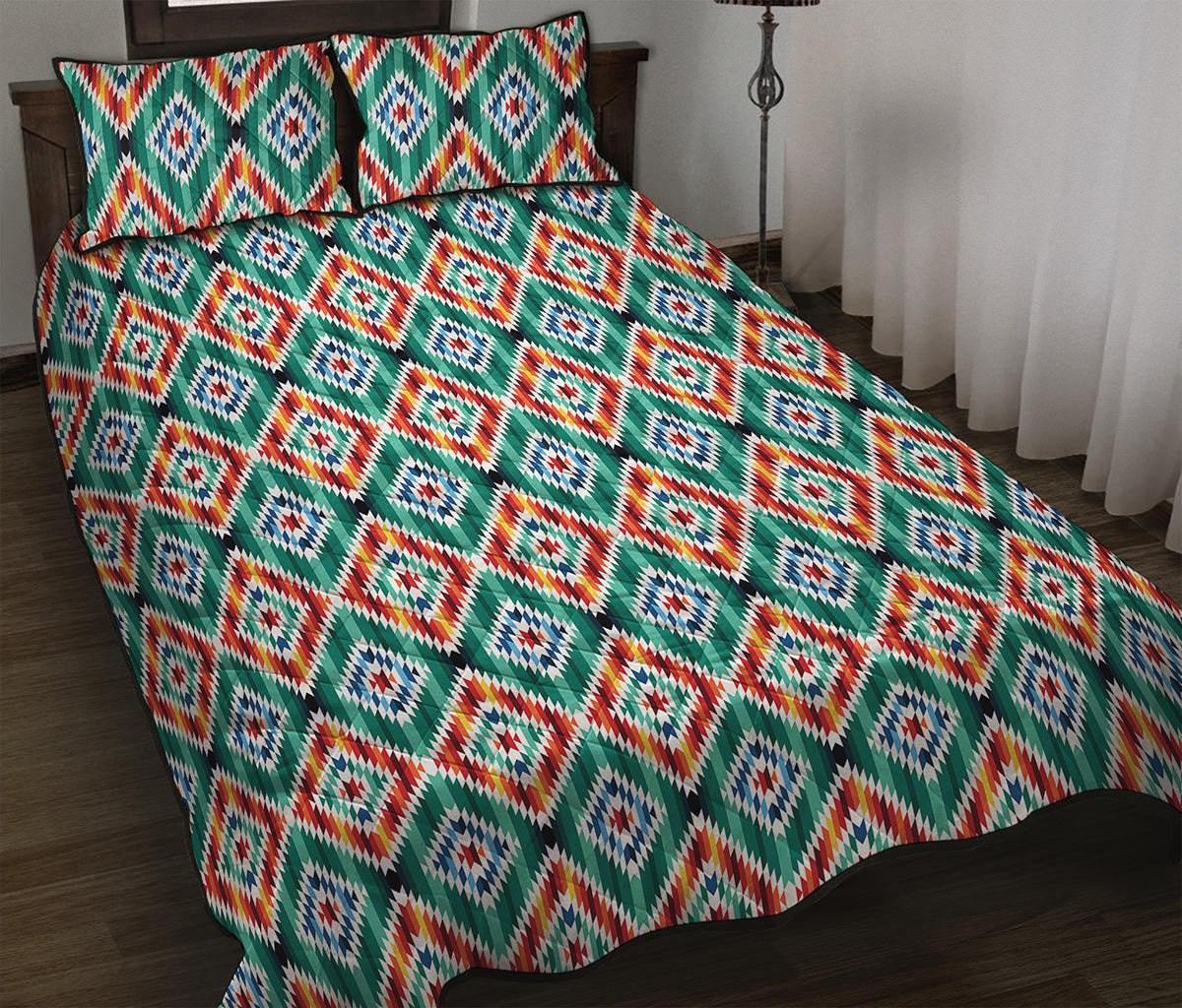 Tribal Navajo Pattern Print Quilt Bed Set
