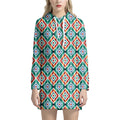 Tribal Navajo Pattern Print Pullover Hoodie Dress