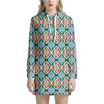 Tribal Pendleton Navajo Pattern Print Hoodie Dress