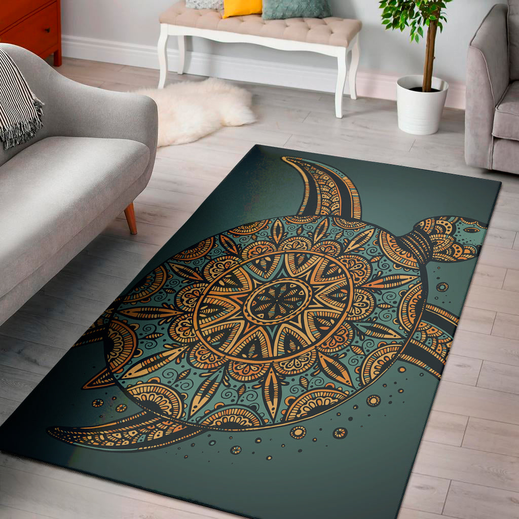 Tribal Sea Turtle Print Area Rug