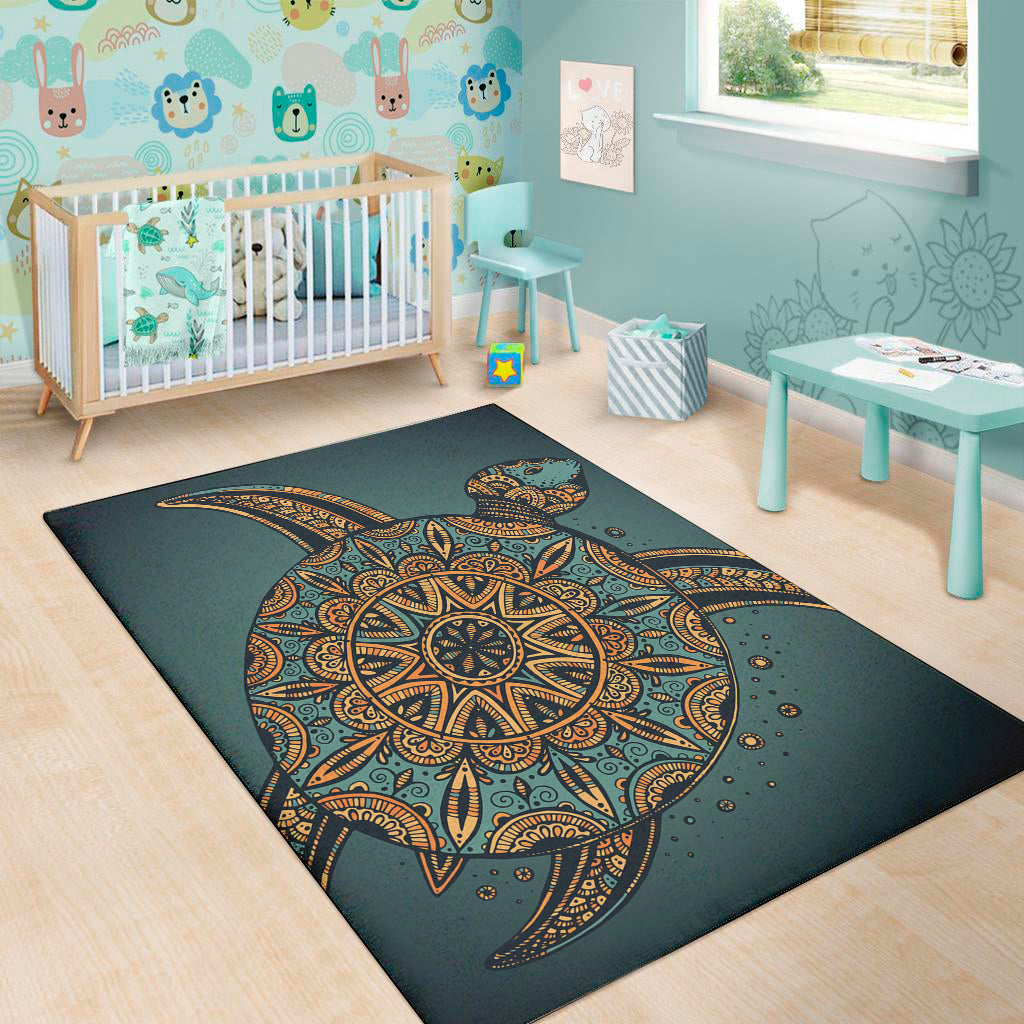 Tribal Sea Turtle Print Area Rug