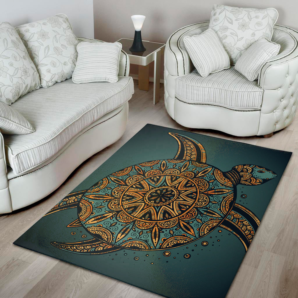 Tribal Sea Turtle Print Area Rug