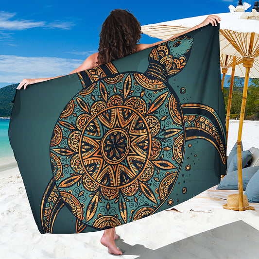 Tribal Sea Turtle Print Beach Sarong Wrap
