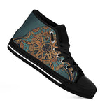 Tribal Sea Turtle Print Black High Top Shoes