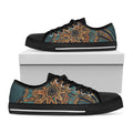 Tribal Sea Turtle Print Black Low Top Sneakers