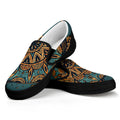 Tribal Sea Turtle Print Black Slip On Sneakers