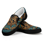 Tribal Sea Turtle Print Black Slip On Shoes