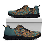 Tribal Sea Turtle Print Black Sneakers