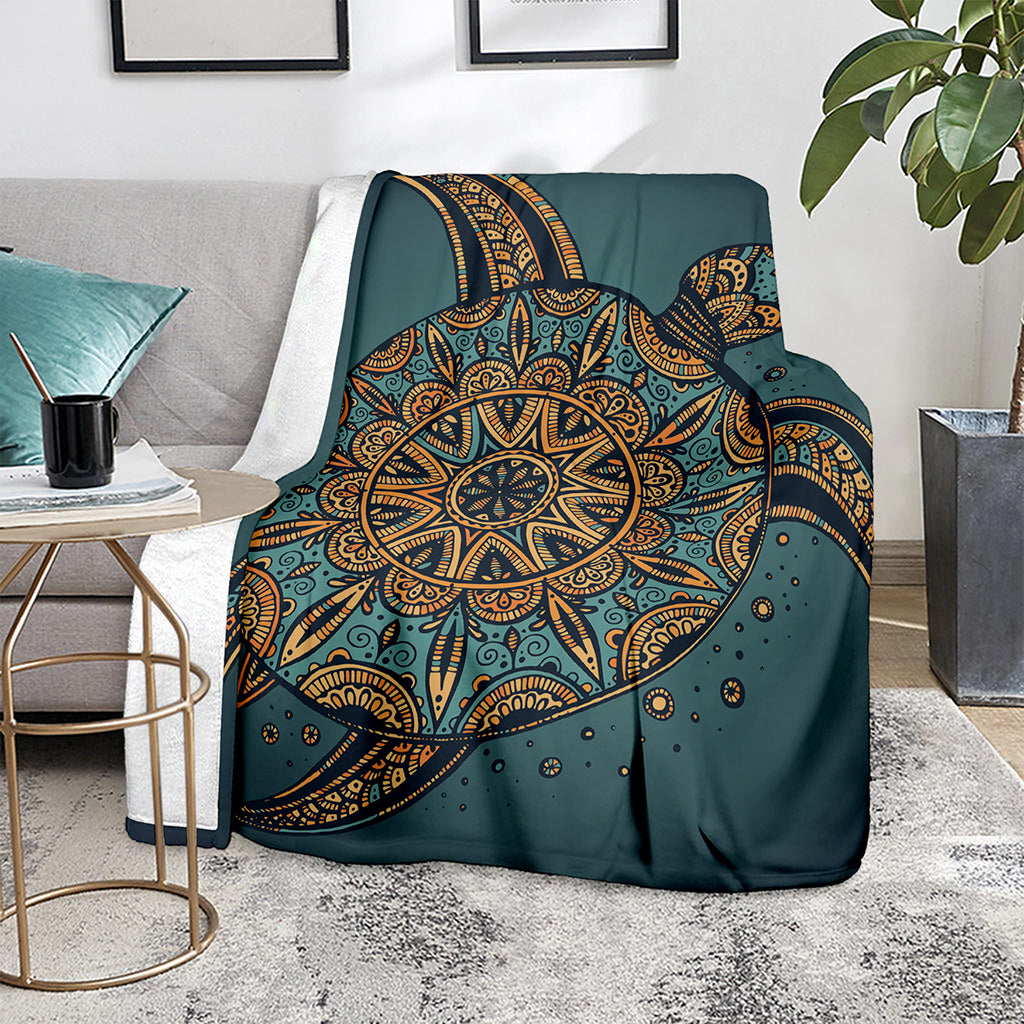 Tribal Sea Turtle Print Blanket