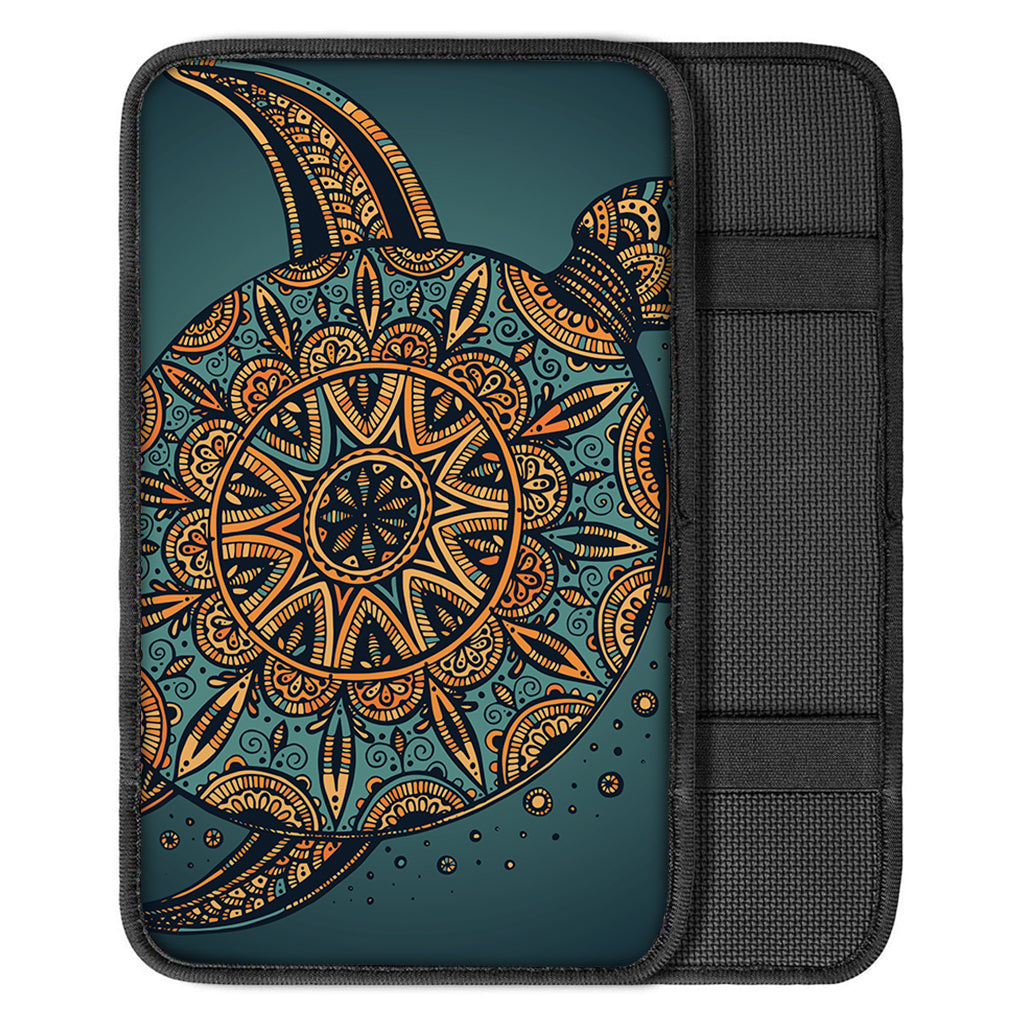 Tribal Sea Turtle Print Car Center Console Cover