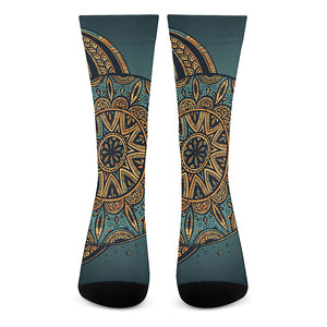 Tribal Sea Turtle Print Crew Socks