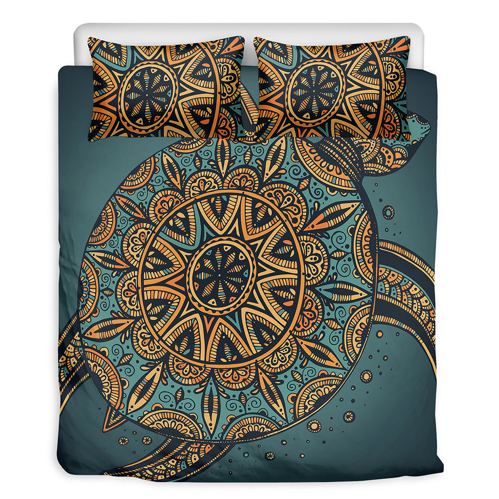 Tribal Sea Turtle Print Duvet Cover Bedding Set